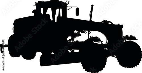 Silhouette of Grader Machine on white background