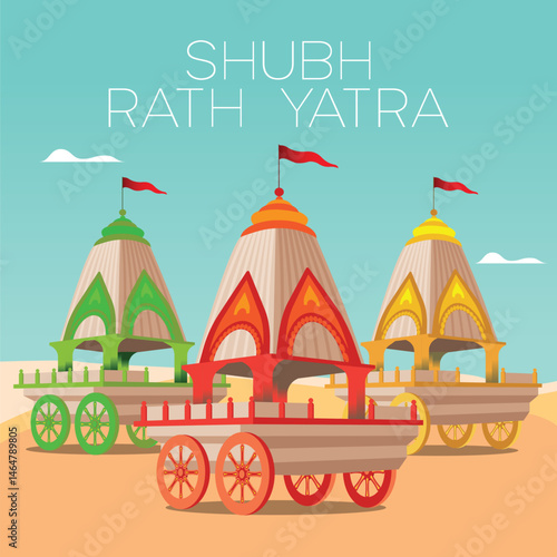 Traditional Indian Rath Yatra Poster Design – Lord Jagannath, Balabhadra, Subhadra