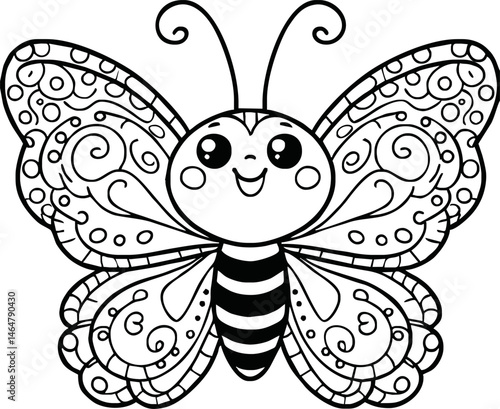 Cute Butterfly Coloring Page for Kids Easy And Fun Design