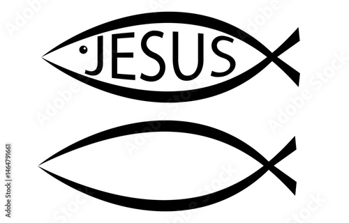 Two isolated logo of Icthys or Ichthus fish which can be edited and can be added with other elements