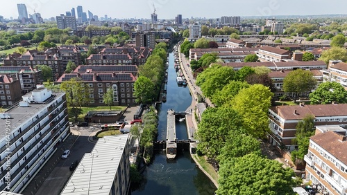 Fotografie Regents Canal East London Tower Hamlets Bethnal Green drone,aerial