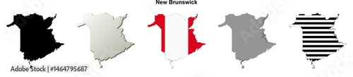 New Brunswick (Canada) blank outline map set