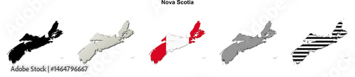 Nova Scotia (Canada) blank outline map set