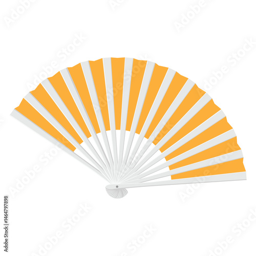 Folding Paper Hand Fan Flat Illustration. Clean Icon Design Element on Isolated White Background