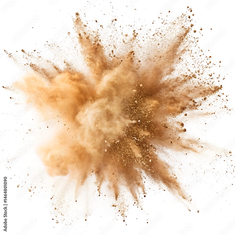 beige color powder pulver explosion isolated on white background beige color powder pulver explosion isolated on white background