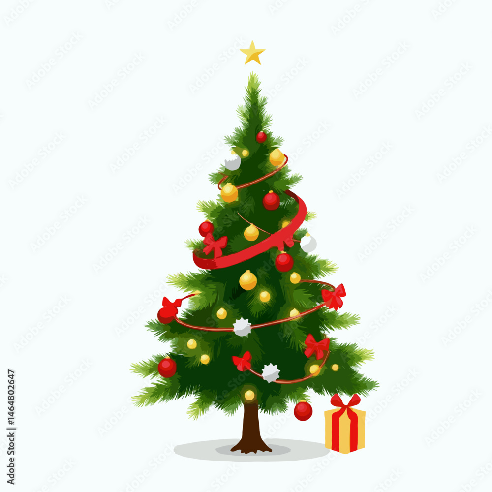 beautiful decorated christmas tree isolated on white beautiful decorated christmas tree isolated on white