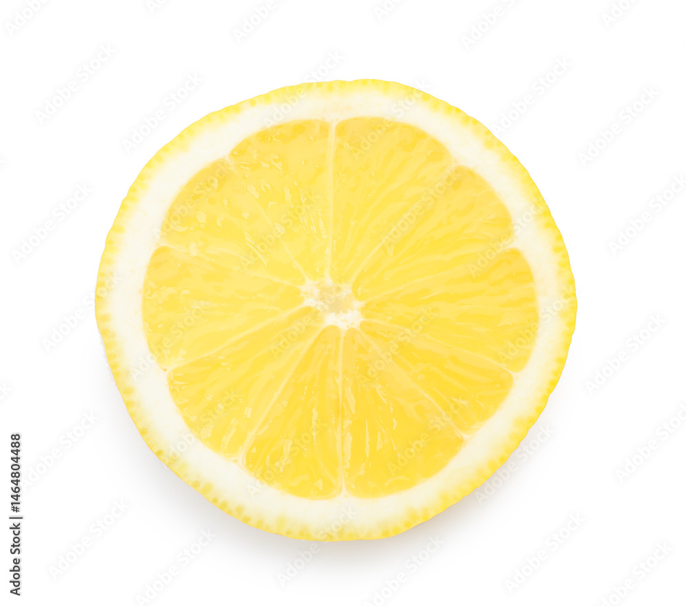 Slice of fresh ripe lemon isolated on white, top view Slice of fresh ripe lemon isolated on white, top view