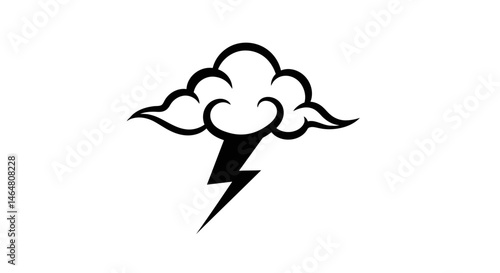 Stylized Cloud and Lightning Bolt Design Element