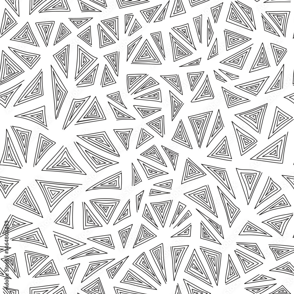 Hand drawn doodle with spiraled triangles, seamless vector pattern for fabric, wallpaper, textile Hand drawn doodle with spiraled triangles, seamless vector pattern for fabric, wallpaper, textile
