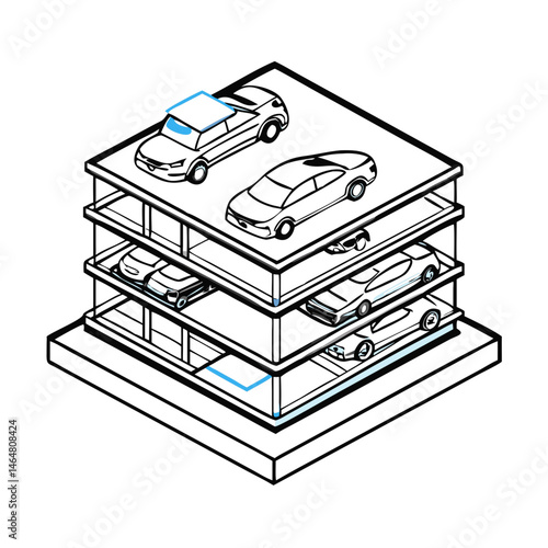 Multi-level garage or parking for several cars in a modern design