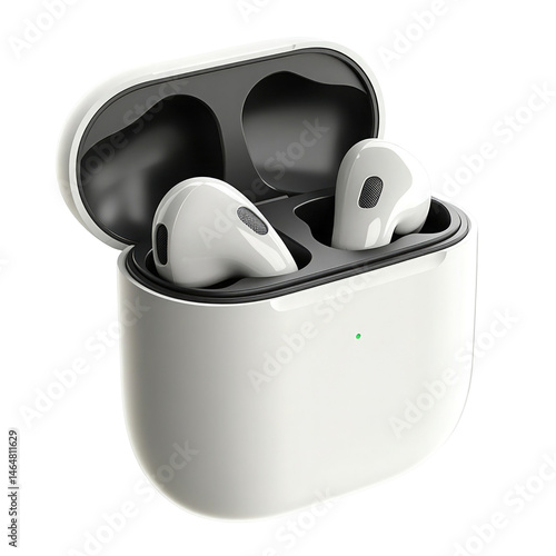 Wireless Earbuds In Charging Case Open Lid  isolated on a transparent background