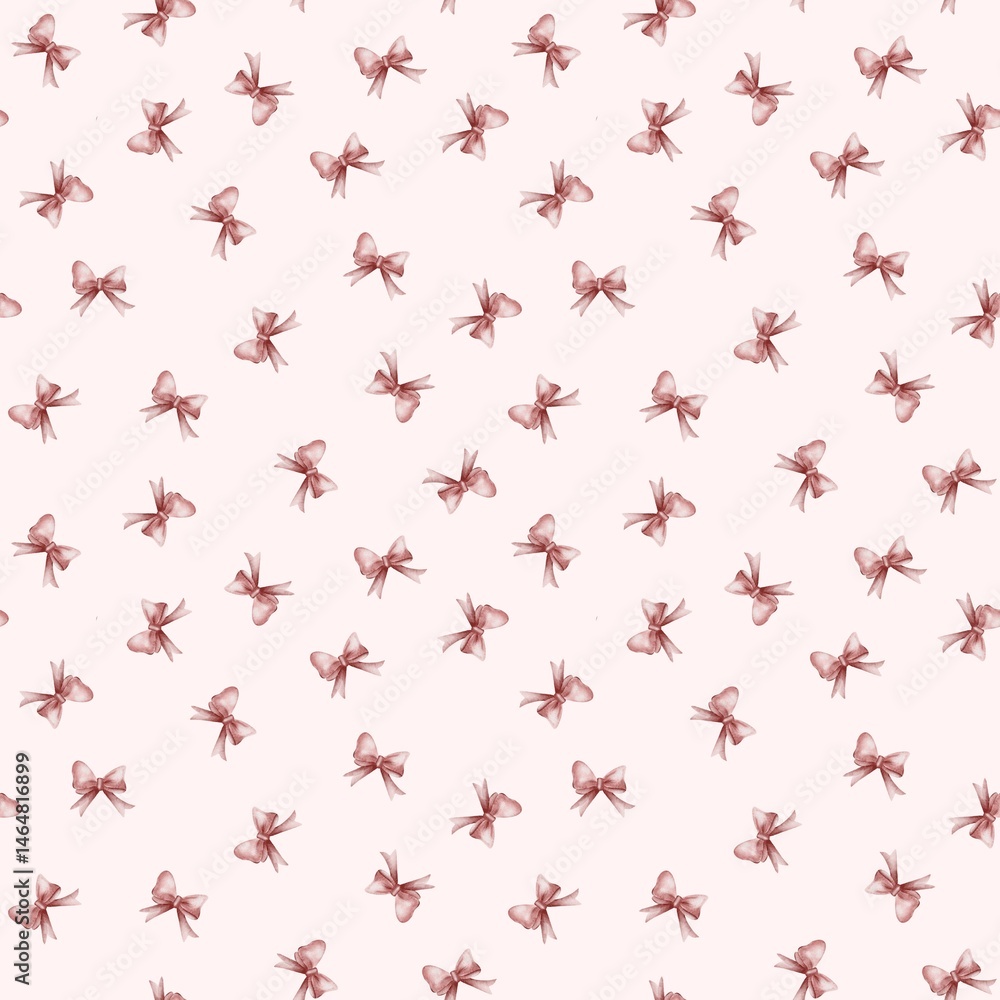 Watercolor seamless pattern with pink bows on pink background Watercolor seamless pattern with pink bows on pink background