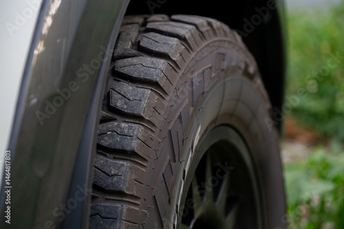 Wallpaper Mural Off-road tires,Mud dirty pickup truck wheel,Close up off tire track 4x4 off raod car in dark concept  Torontodigital.ca