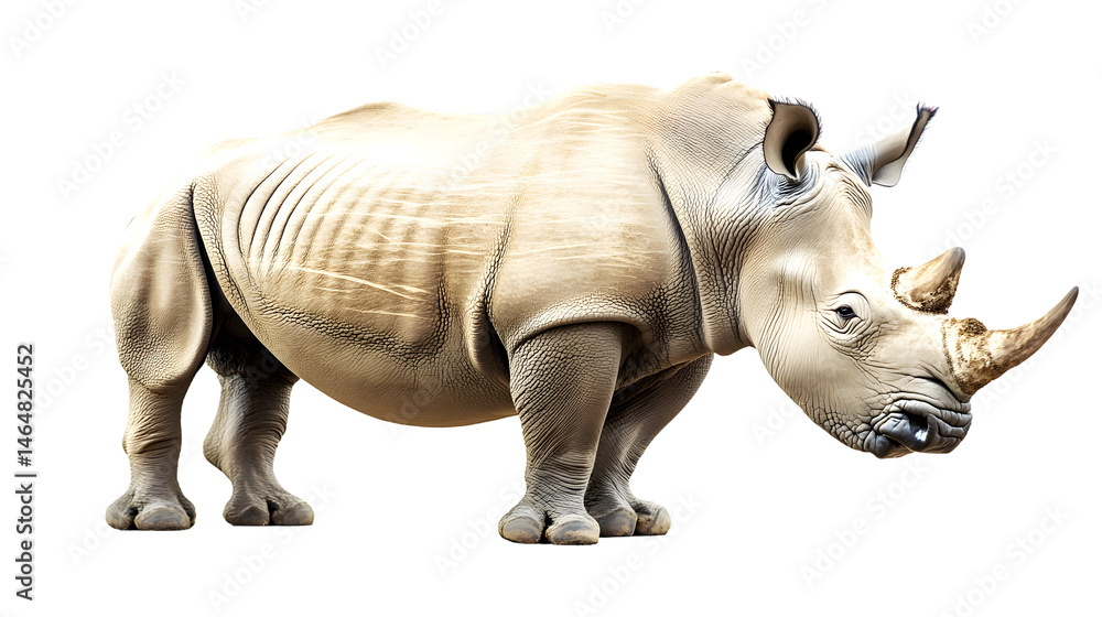 Obraz premium Majestic White Rhinoceros Isolated on Transparent Background for Graphic Design Projects
