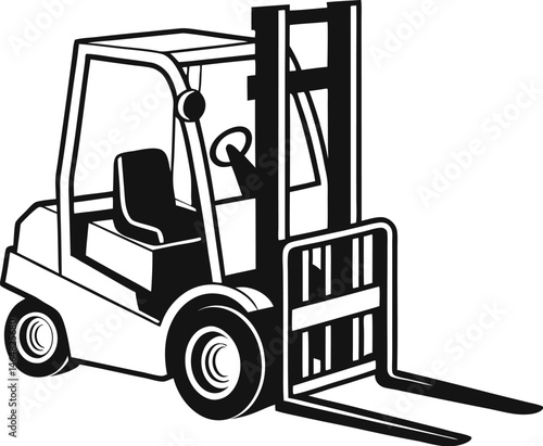 Black Silhouette Vector Illustration of a Forklift ? Industrial Vehicle