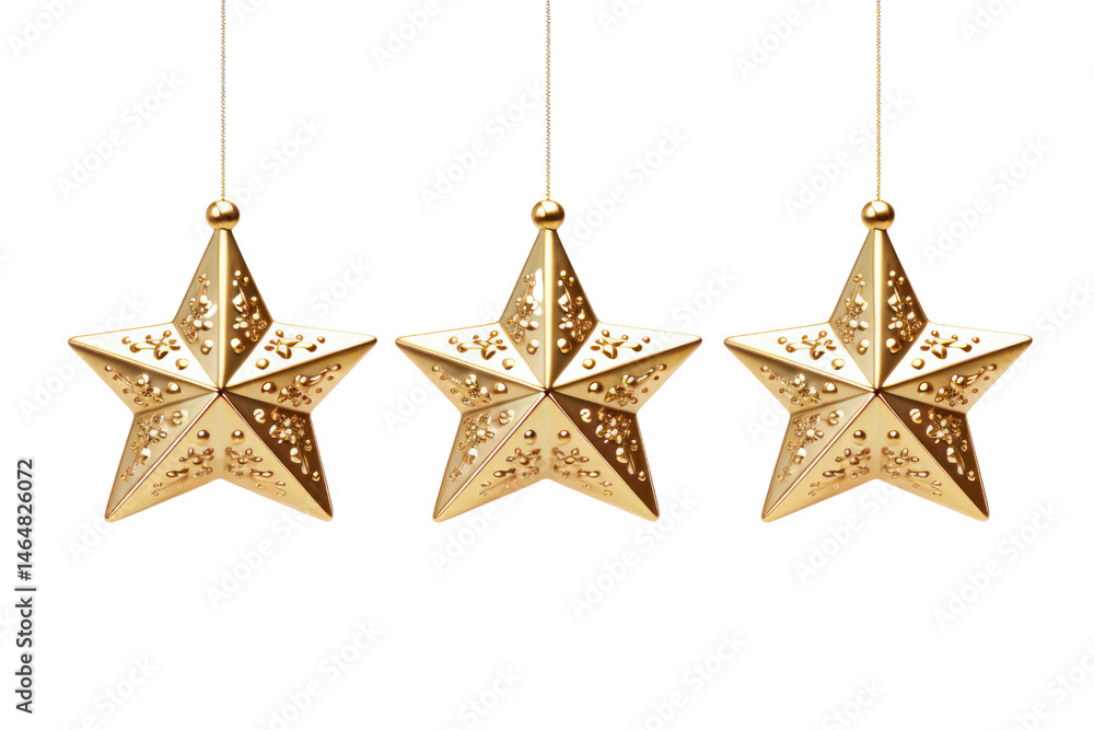 Shining Stars in the Sky: Three intricately designed golden stars suspended in mid-air, exuding elegance, celebration, and enchantment. A beacon of hope for everyone. Shining Stars in the Sky: Three intricately designed golden stars suspended in mid-air, exuding elegance, celebration, and enchantment. A beacon of hope for everyone.