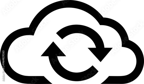 Cloud sync symbol with circular arrows, representing data synchronization. Vector illustration