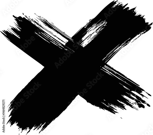 Black grunge brushstroke cross , abstract expressionism. Vector illustration