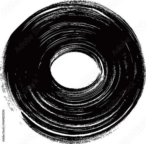 Abstract black ink circle , brush stroke art design. Vector illustration