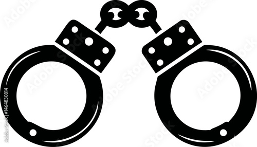 Black silhouette of handcuffs , symbolizing security. Vector illustration