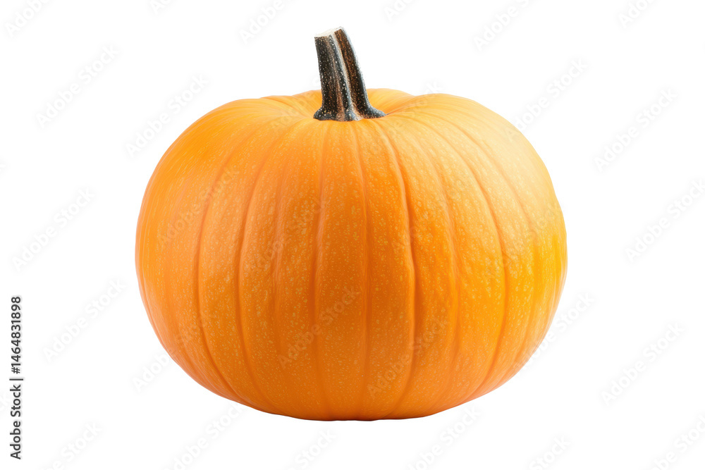Obraz premium Orange pumpkin with stem, isolated on white background