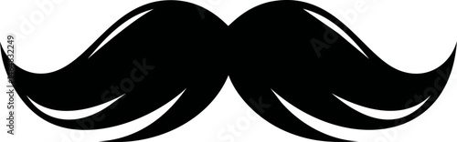 Black silhouette of a curled vintage mustache. Vector illustration
