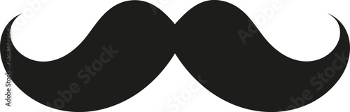 Black silhouette of large curved mustache ,. Vector illustration