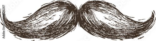 Illustration of a large vintage styled brown handlebar mustache. Vector illustration