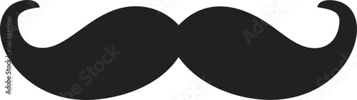 Classic black handlebar mustache silhouette , minimalist design. Vector illustration
