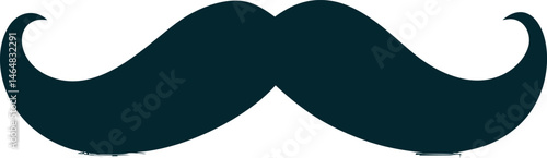 Black silhouette of a curled mustache. Vector illustration