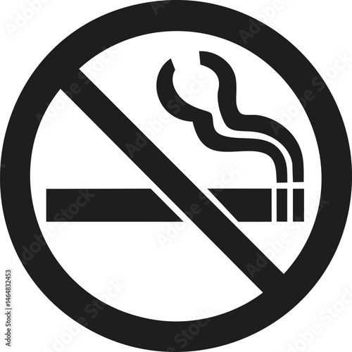 No smoking sign with black icon , symbolizing smoking ban. Vector illustration