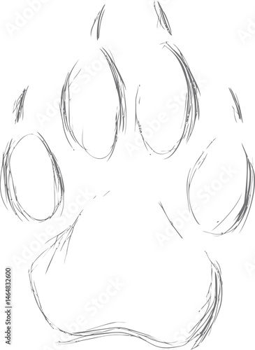 Sketch of a large animal paw print with simple outlines. Vector illustration