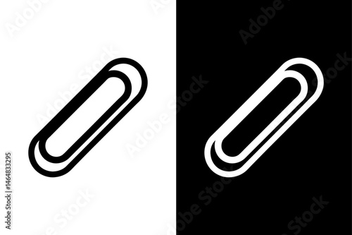 Office Paper Clip Icon Bold Black and White Vector Silhouette.