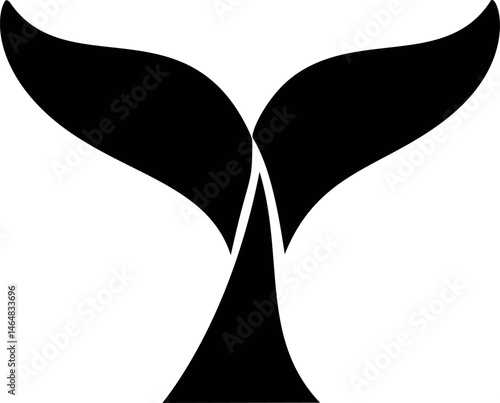 Abstract black whale tail silhouette. Vector illustration
