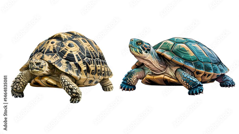 Fototapeta premium A digital painting showcases aTurtle, transparent background, png