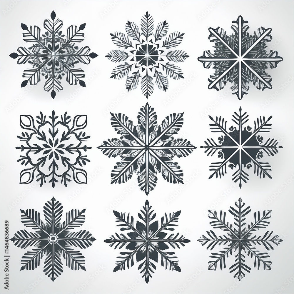 set of snowflakes set of snowflakes