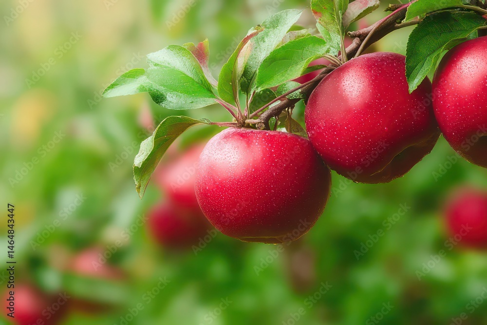 Obraz premium Red Apples Hanging on Branch