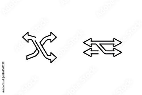 Conceptual vector illustrations of arrows indicating directional flow and connectivity
