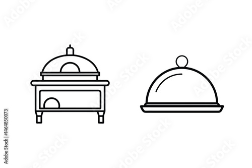 Vector illustration of serving dishes and chafing dishes for restaurants and catering events