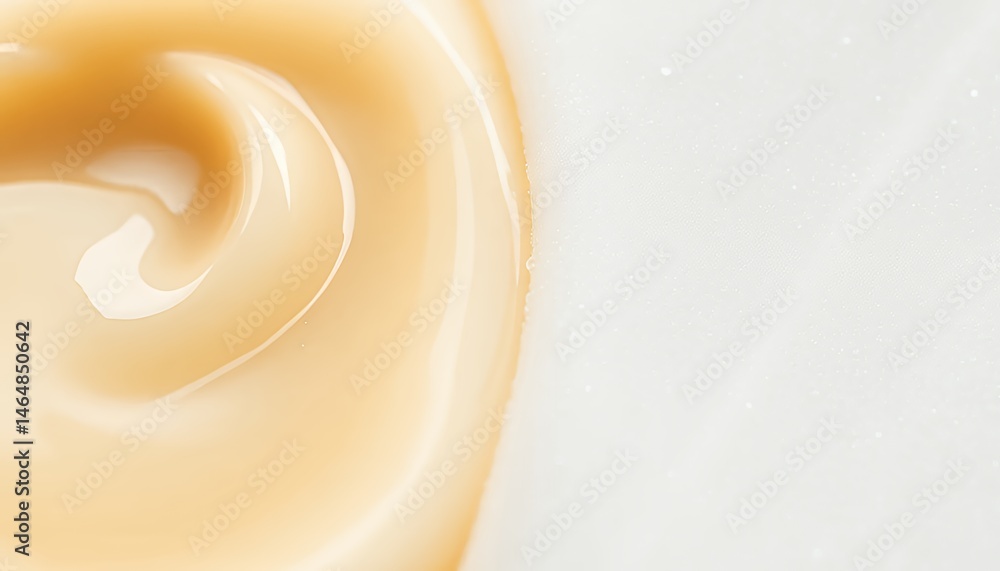 Close Up Swirl of Creamy Beige Lotion on Textured White Background with Smooth Glossy Sheen in Soft Lighting Close Up Swirl of Creamy Beige Lotion on Textured White Background with Smooth Glossy Sheen in Soft Lighting