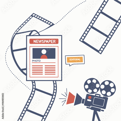 Newspaper Editorial Film Photojournalism Media Production Concept Illustration.