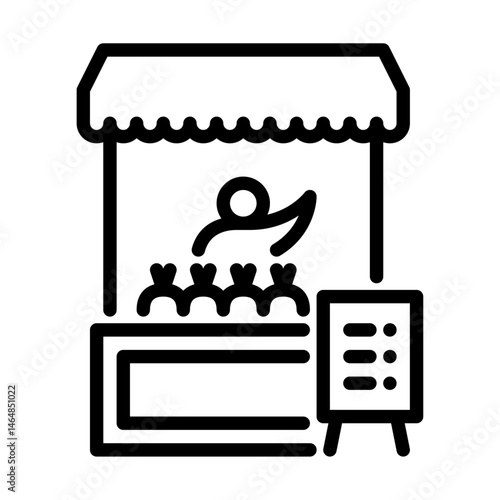 traditional market outline icon. selling food line art illustration.