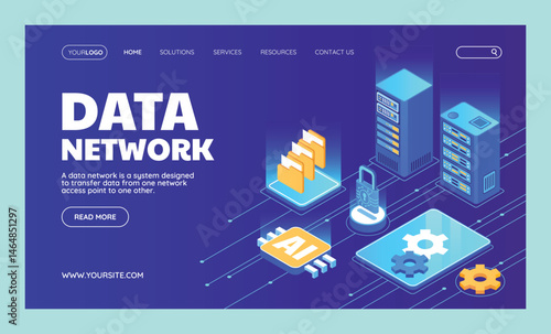 Data Network Isometric Landing page
