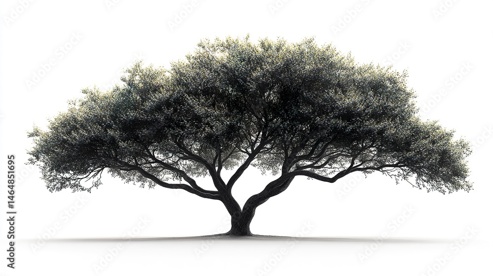 Fototapeta premium Asymmetrical leafy tree silhouette for landscape architecture mockups 