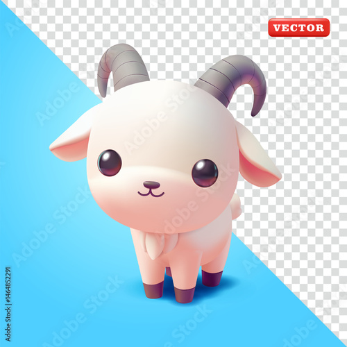 Cute goat, 3d vector. Suitable for farming and design elements