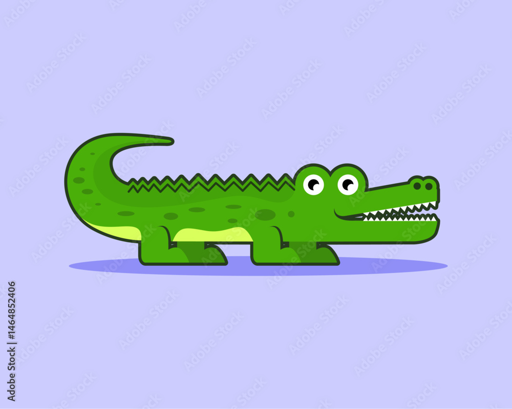 Naklejka premium simple green cartoon crocodile illustration