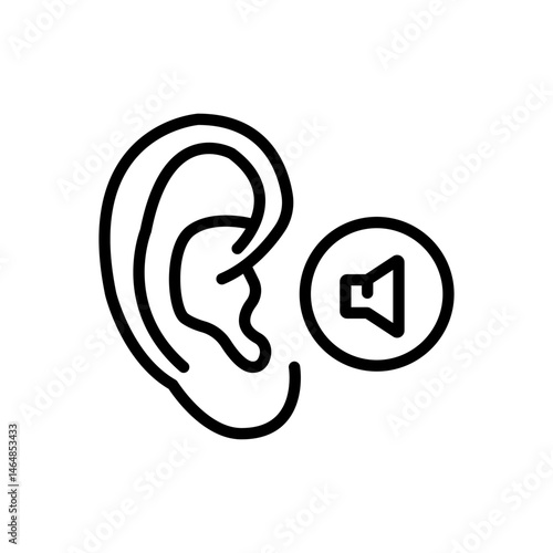 Ear icon, hearing linear sign isolated on white background - vector illustration