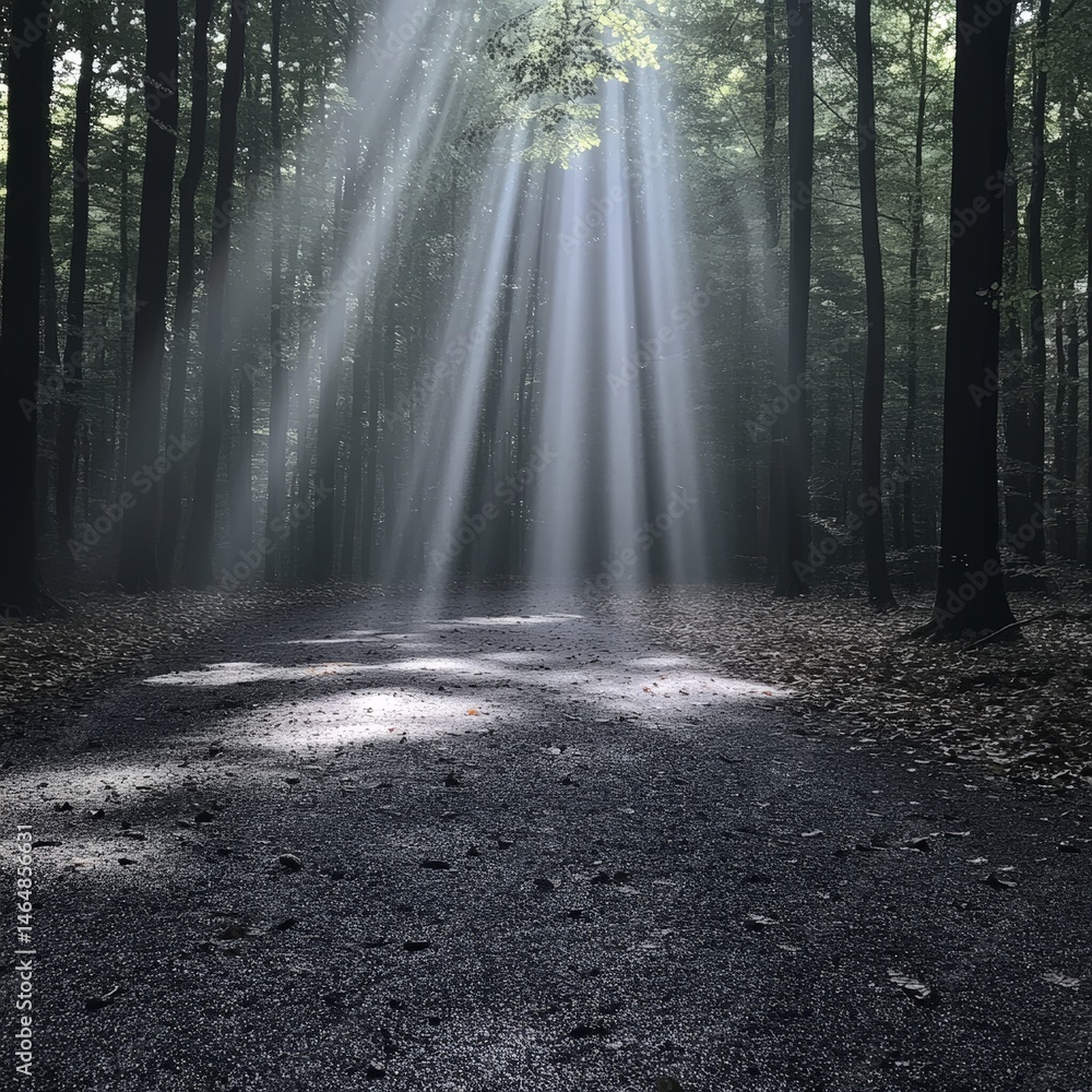Obraz premium Sunlight Breaking Through the Forest TreesSunlight Breaking Through the Forest Trees