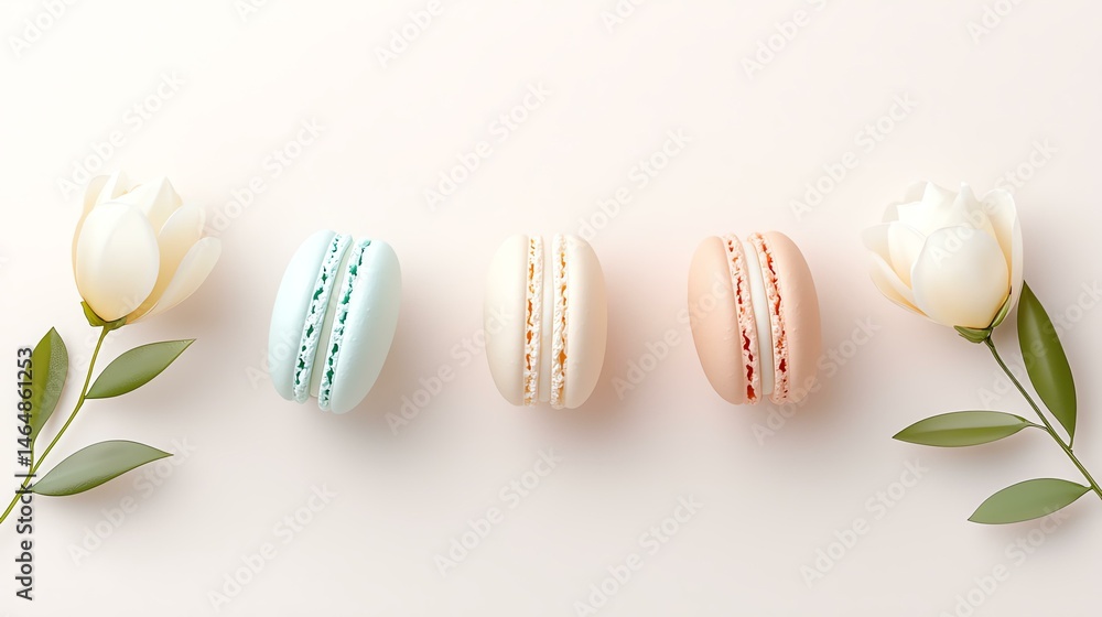 Delicate macarons with floral accents Delicate macarons with floral accents