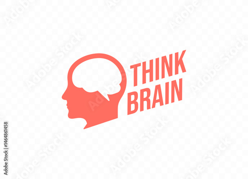 Human head silhouette with brain symbol vector logo design